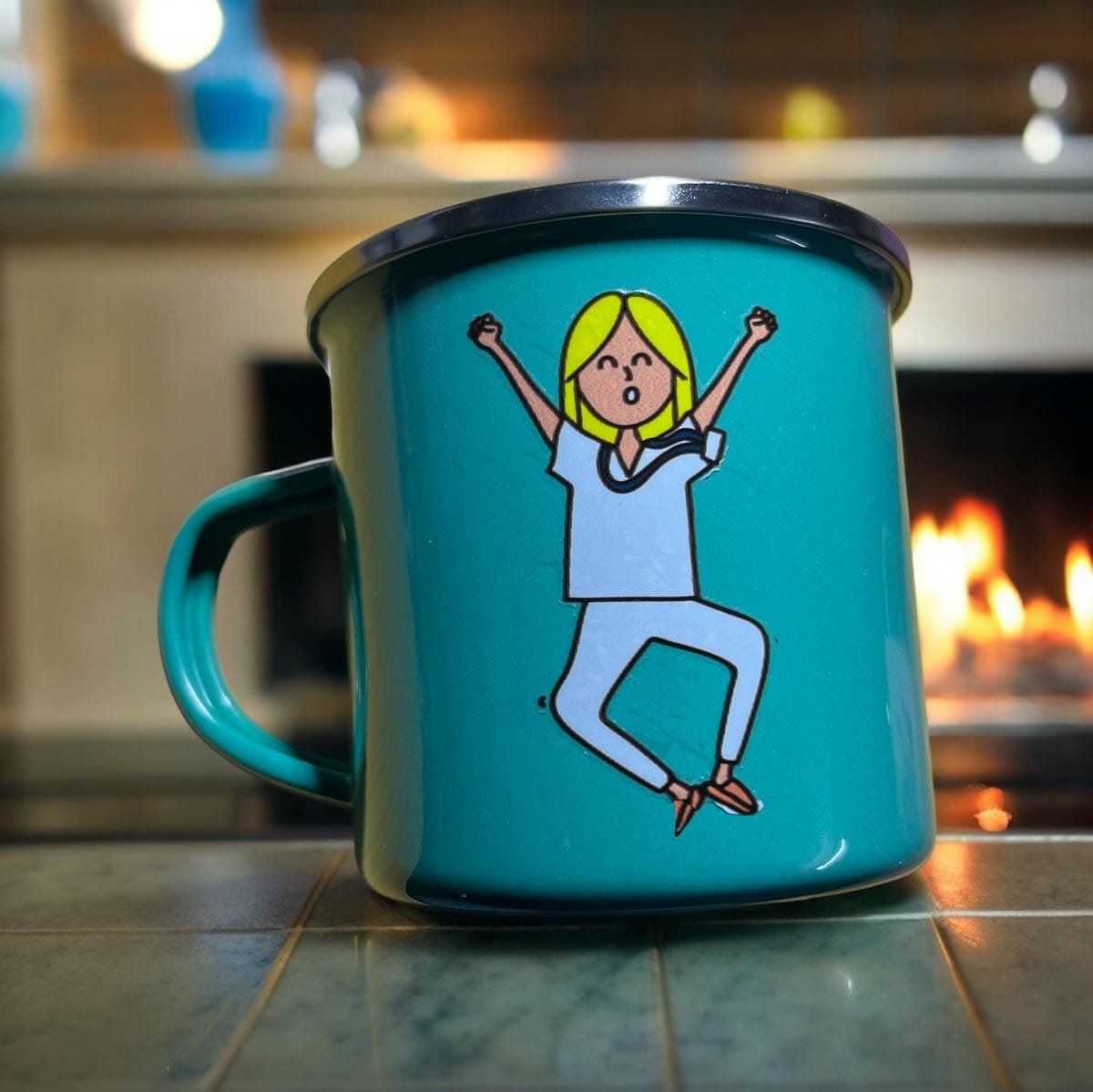 JARRO ESMALTADO CON DISEÑO ESTAMPADO